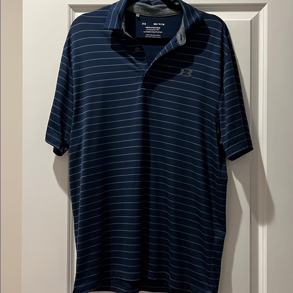 Under Armour Dark Blue Striped Polo